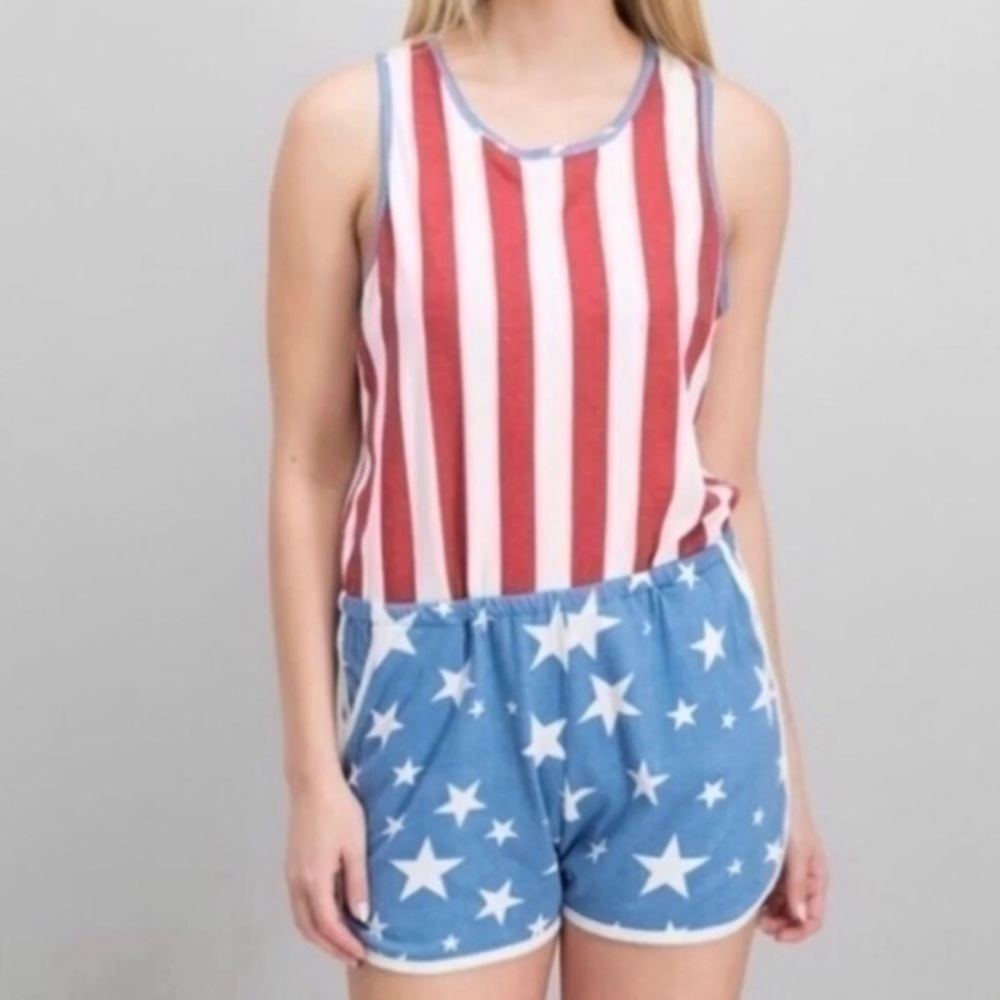 Junk Food Romper American Flag Print One Piece NWT